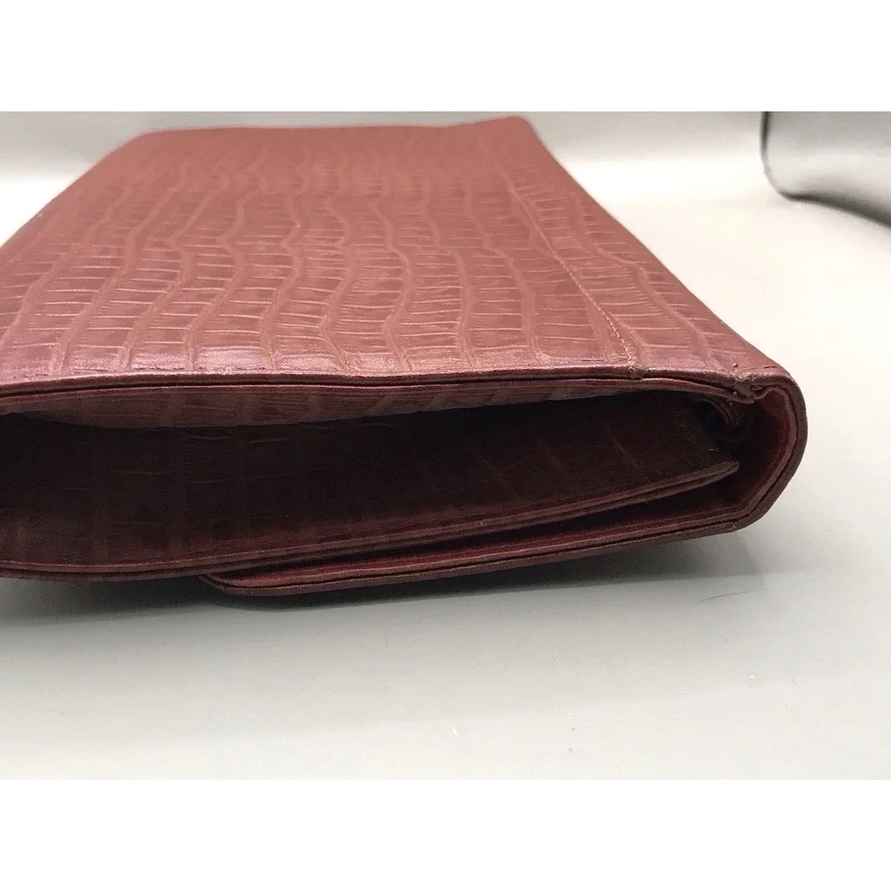 Clutch‎ Red Alligator Crocodile Genuine Leather Purse Bag 80's